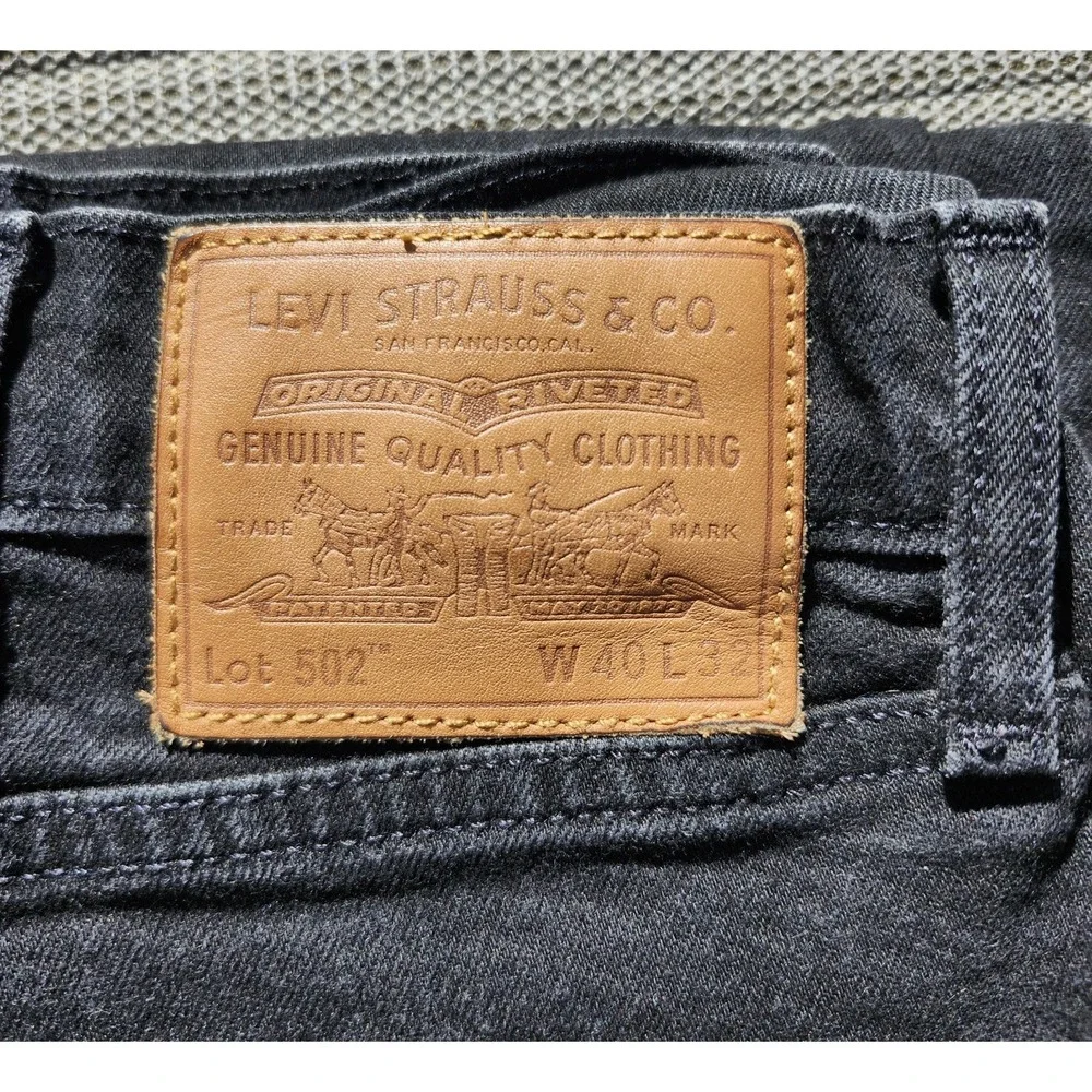 Levis 502 Premium Black Denim Jeans - Mens 40x32